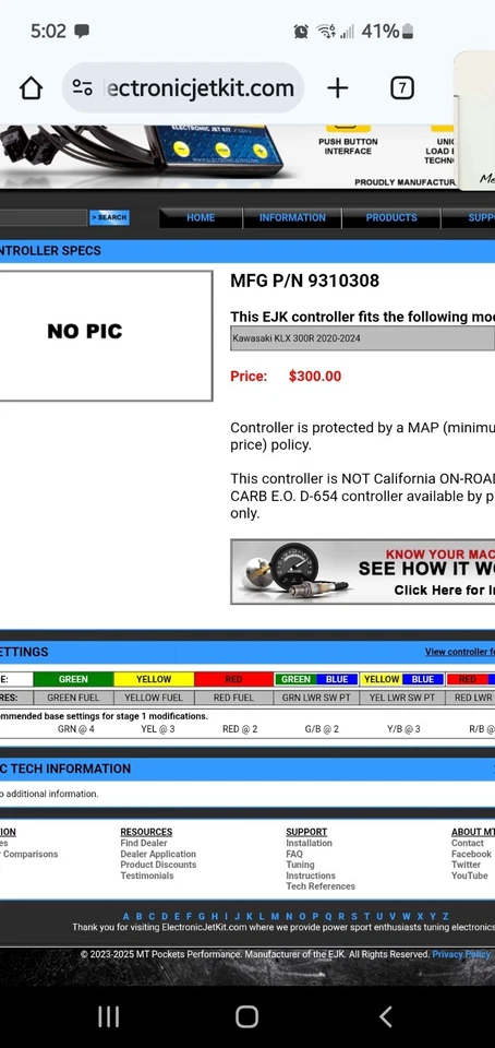 Ejk Fuel Controller Module For Kawasaki Klx300r works on 2020 to 2024 model's  - Image 2 of 2