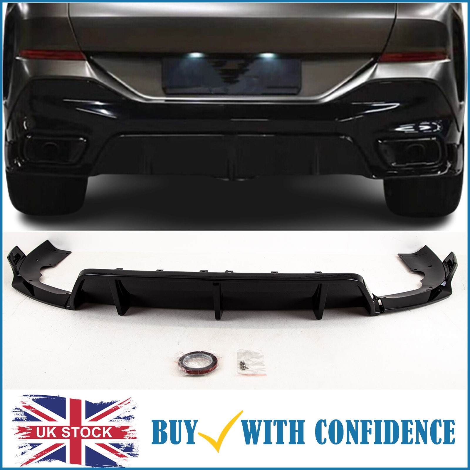 Rear Bumper Diffuser Spoiler Series Knight Style Gloss Bmw X6 G06 Black - Image 3