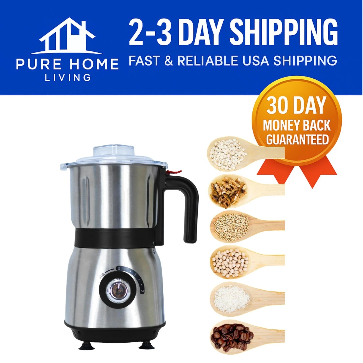 Stainless Steel Electric Spice and Nut Grinder - Easy Clean & Store, 500W