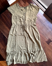 Shein Women's Ruffle Tiered Tie Waist Dress - Size XL - Olive Green