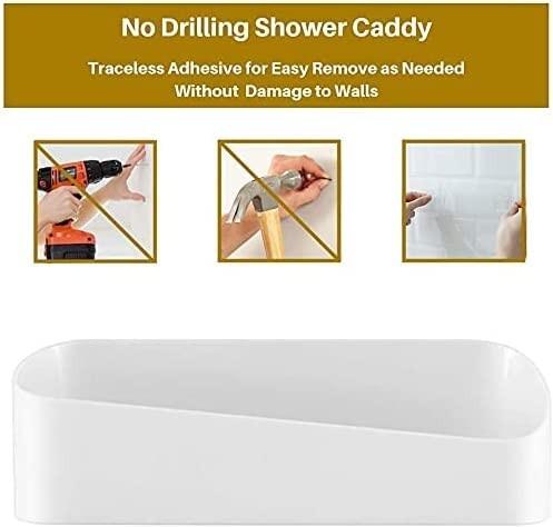 2 Pack Adhesive Bathroom Shelf Organizer Shower Caddy No Drilling Shower Shel...