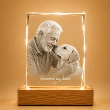 Personalised 3D Crystal Pet Photo Faceted Portrait Custom Dog Pet Memorial Gifts