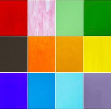 12 Sheets COE 96 Transparent Fusible Glass Sheet 4 x 6 inch Rainbow Colors Fused