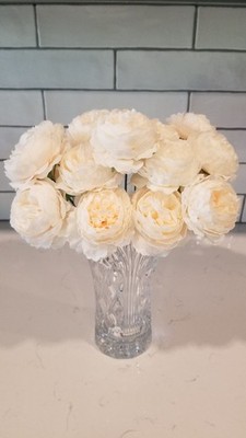 24 Artificial Peony Flowers Champagne Silk Floral Bouquet Home Used For Wedding 
