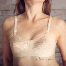 Vintage Nestleform 34AA Pointy Spiral Bullet Bra Beige 100 Cotton 1950s
