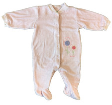 Vintage 90s Carters Sleeper 3/6 Months Girl 12-18 Pounds Pink Terry Cloth Flower