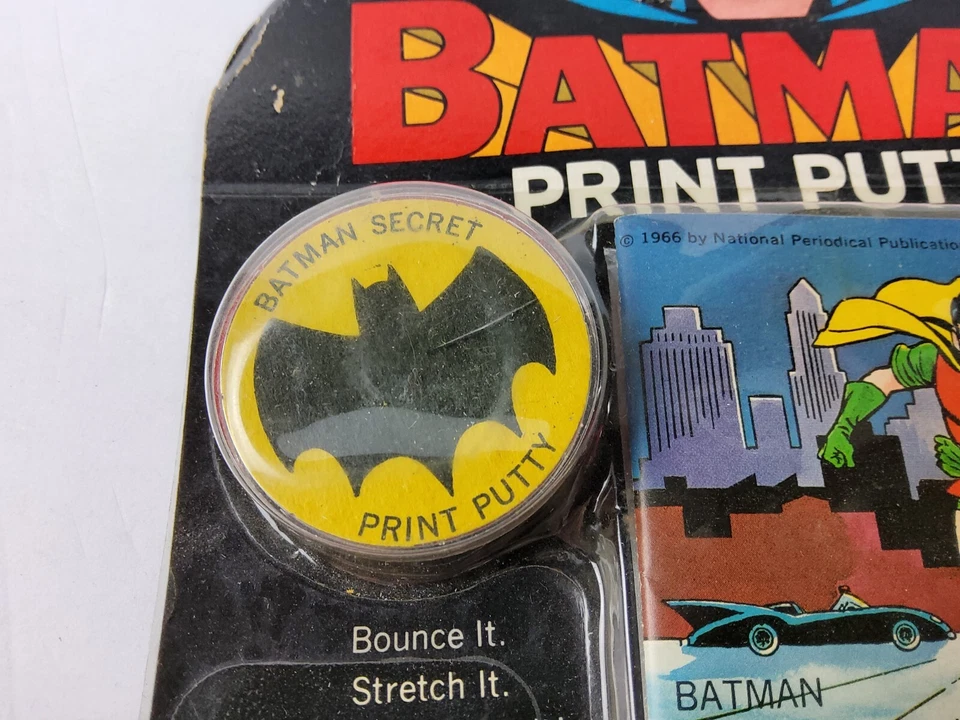 老式1966年蝙蝠侠印刷油灰书彩色NPP DC漫画玩具密封罕见 — 第 3/4 张图片