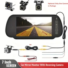 7" TFT Color LCD Screen Rear View Mirror Monitor Vehicle Parking Reverse Camera