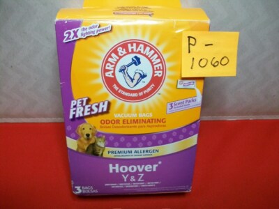 BRAND NEW PKG OF 3 ARM & HAMMER PET FRESH HOOVER TYPE Y & Z VACUUM BAGS # 64678G