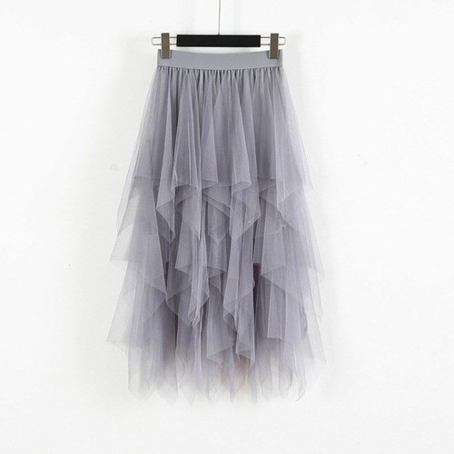 Women High Waist Tulle Mesh Skirt Sheer Net Tulle Pleated Maxi Party Dress New - Picture 13 of 18