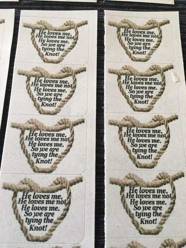 50 STICKERS for Wedding/Shower * He Loves Me * Poem to Make UR own Seed Favors - Picture 3 of 4
