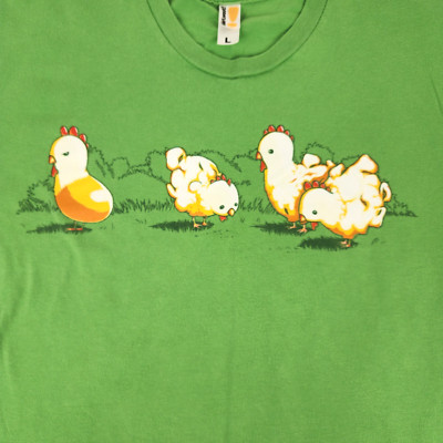 Popcorn Chicken T Shirt Adult Large Green Cotton Humor Funny Short Sleeve Tee