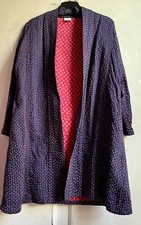 Stunning *east* Blue Red Kantha Quilted Kimono Long Jacket Coat M/l