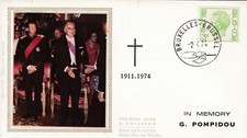 L3B - ENVELOPPE 1ER JOUR - BELGIQUE - IN MEMORY G. POMPIDOU - 1974 .