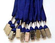 Pack 100 PCS NAVY BLUE FLAT ID BADGES STRAP HOLDER NECK LANYARDS BULLDOG CLIP