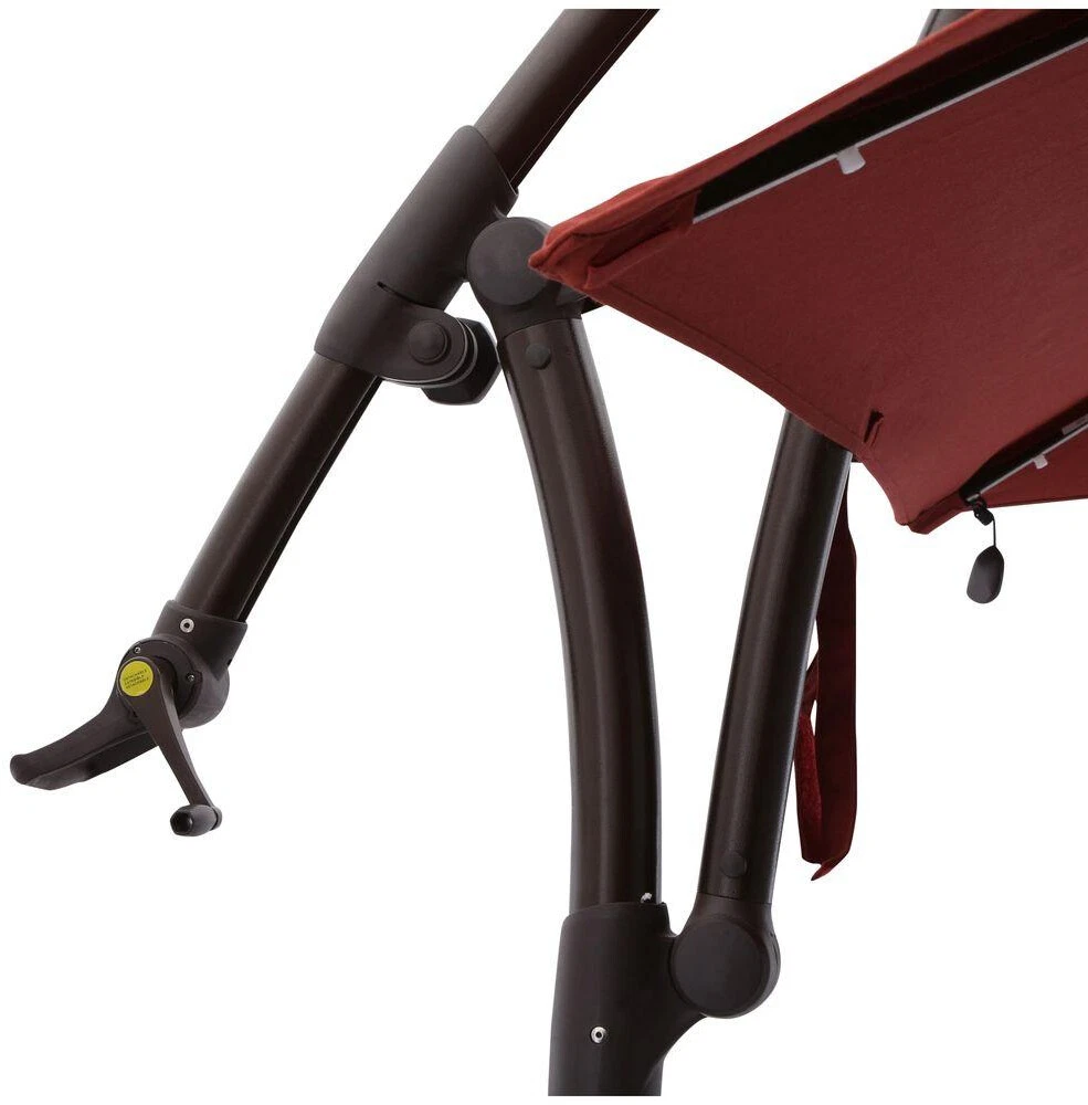 Hampton Bay Offset Patio Umbrella 11 ft. Solar-Powered LED Light Brown  Chili Red 848681042458 | eBay