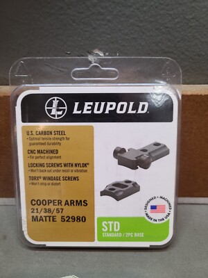 Leupold STD Scope Mount 2 PEICE Base Cooper 38/21/57 Matte #52980 NEW IN PACKAGE