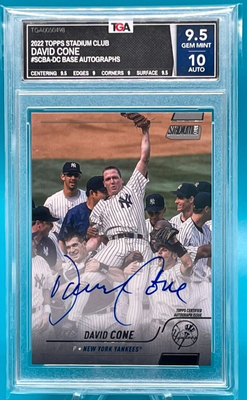 David Cone #SCBA-DC, Topps 2022 Stadium Club Autographs, GEM MINT 