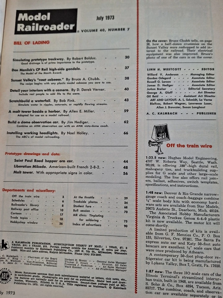 Model Railroader Magazine July 1973 - Image 2 of 2