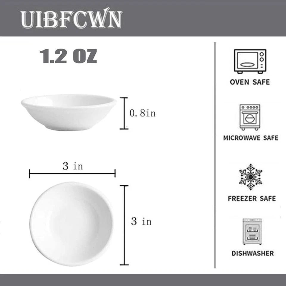 UIBFCWN 12 Pack Soy Sauce Dish 3inch Ceramic Dipping Bowls 12 Pack, Round  - Image 2 of 4