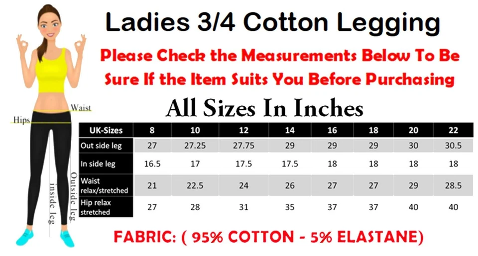 New Ladies Cropped Capri Trousers Girls 3/4 Length Pants Stretchy Cotton Shorts - Image 2 of 2