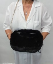 BRAND NEW CANADIAN BLACK MINK FUR HAND MUFF PURSE WOMEN WOMAN