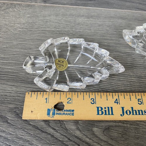RCR Royal Crystal Rock Jewelry Tray leaf Leaves 24% Lead Crystal Italy Set of 2 - Picture 8 of 10