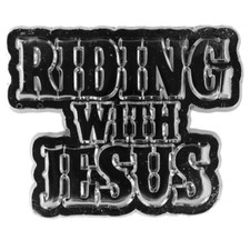 Pin For Lapel, Hat, Vest, Jacket, Riding With Jesus Premium Quality Metal Pin 