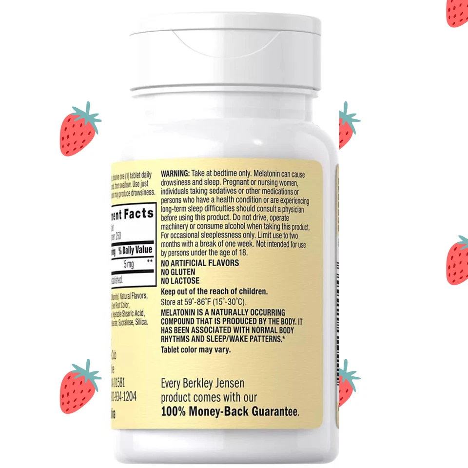 Berkley Jensen Melatonina 5 mg Disolución Rápida Sabor Baya Natural 250 Comprimidos Foto 3 de 4