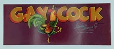 GAY COCK BRAND VINTAGE PRODUCE CRATE LABEL 