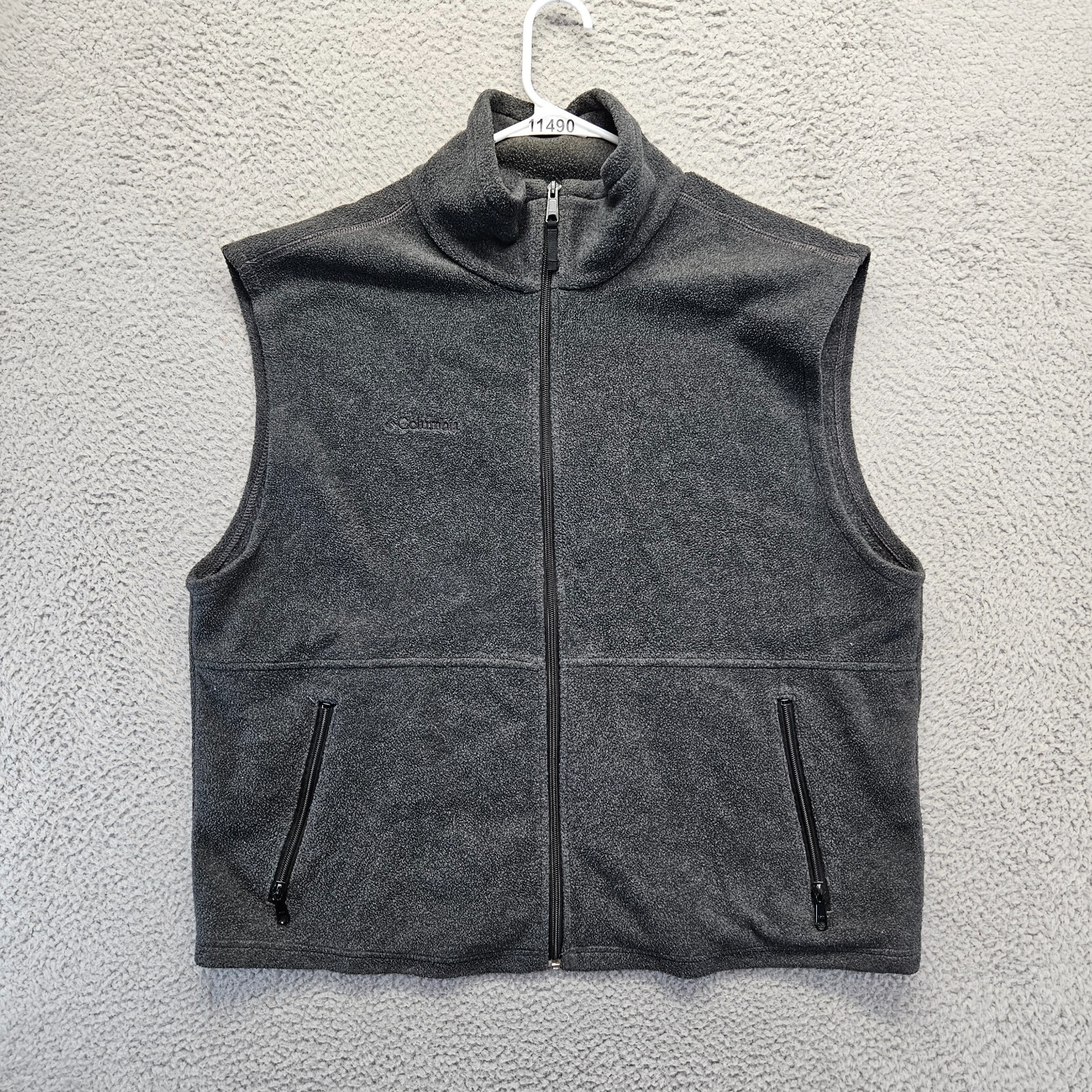 Columbia Fleece Vest Mens Size XL Gray Full Zip Sleeveless Mock Neck