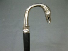 Antique Victorian Wooden Walking Stick Designer Brass Bird Head Handle Black