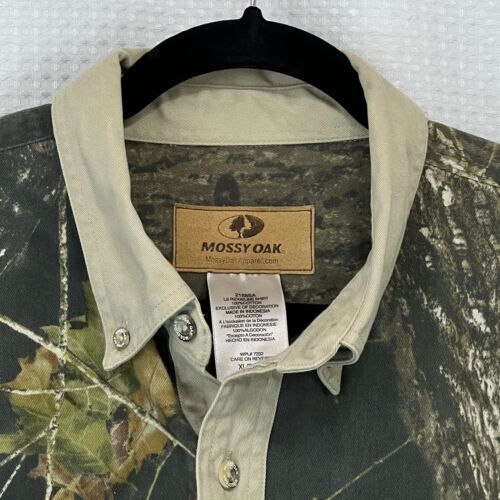 Vintage MOSSY OAK Shirt Mens XL Khaki Camo Hunting Long Sleeve Heavyweight - Picture 3 of 6