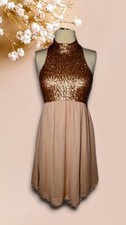 FOREVER 21 Dusty Pink Formal Dance Dress SEQUIN Chiffon SPARKLY Women's Small