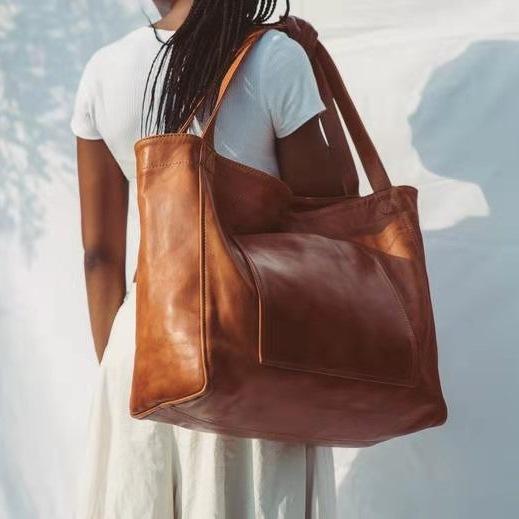 Extra Large Soft PU Leather Women's Casual Shoulder Tote Shopper Bag