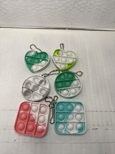 pop it fidget toy Keychain Size 6 Pcs Square Heart Circle