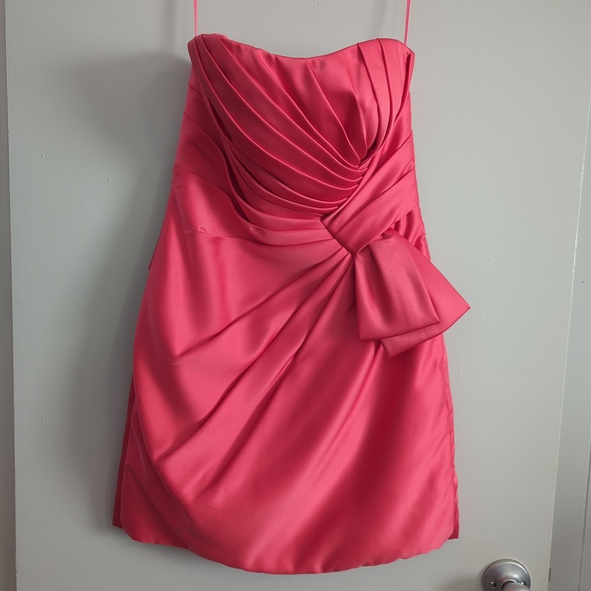 Allure Bridal Sz 8 Couture Pleated Strapless Cocktail Watermelon Bridesmaid  [CL] | eBay