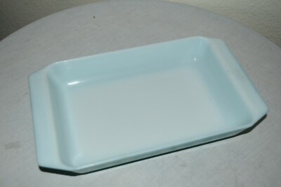 Vintage PYREX #548 Space saver White Snowflake Turquoise CASSEROLE