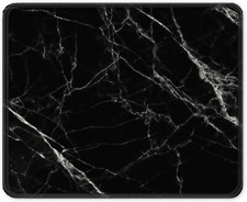 Black Marble Square Mouse Pad with Durable Stitched Edge Non-Slip Rubber Base