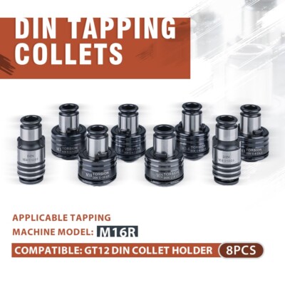 US Stock 8PCS GT12 DIN Tapping Collets Torque Collet for M16R Tapping Machine