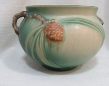 Roseville Pottery Green Pine Cone Jardiniere Vase 632-4