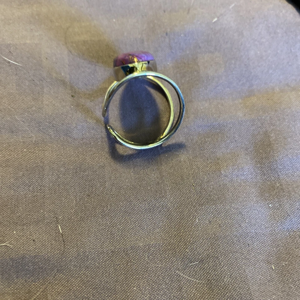 Anillo Abierto Turquesa Púrpura Oro 10k Talla 8. Foto 4 de 4