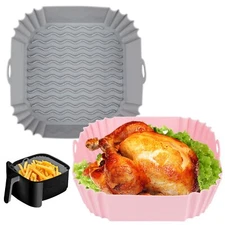 2 Pack Silicone Square Air Fryer Liners Pot Oven Liner Baking Tray for Kitchen