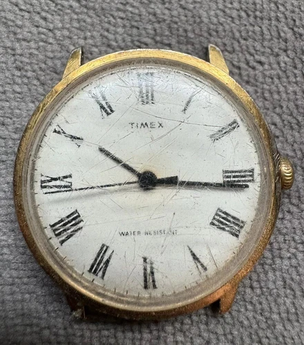 Vintage 1976 Timex Marlin Men's Mechanical Wristwatch Roman Numeral Hand Wind