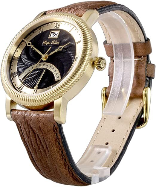 Montre Carpe Diem Marc Aurel homme bracelet cuir marron dateur