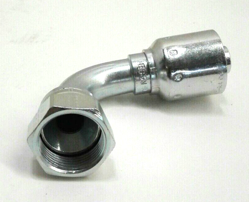 Parker 13943-16-12 Crimp Fitting Short Drop 90°Elbow 3/4" H x 1" F JIC 37°Swivel - Picture 4 of 5