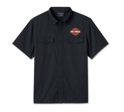 Harley-Davidson Bar & Shield Shirt Gr. M - Herren kurzarm Hemd Schwarz