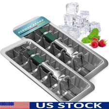Stainless Steel Ice Cube Tray Set 2-Pack Easy Release Food Safe Durable New