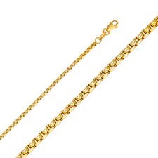 Real 14k Yellow Gold Round Box Necklace Chain 1.8 MM 16" 18 20 22 24 Inch Unisex