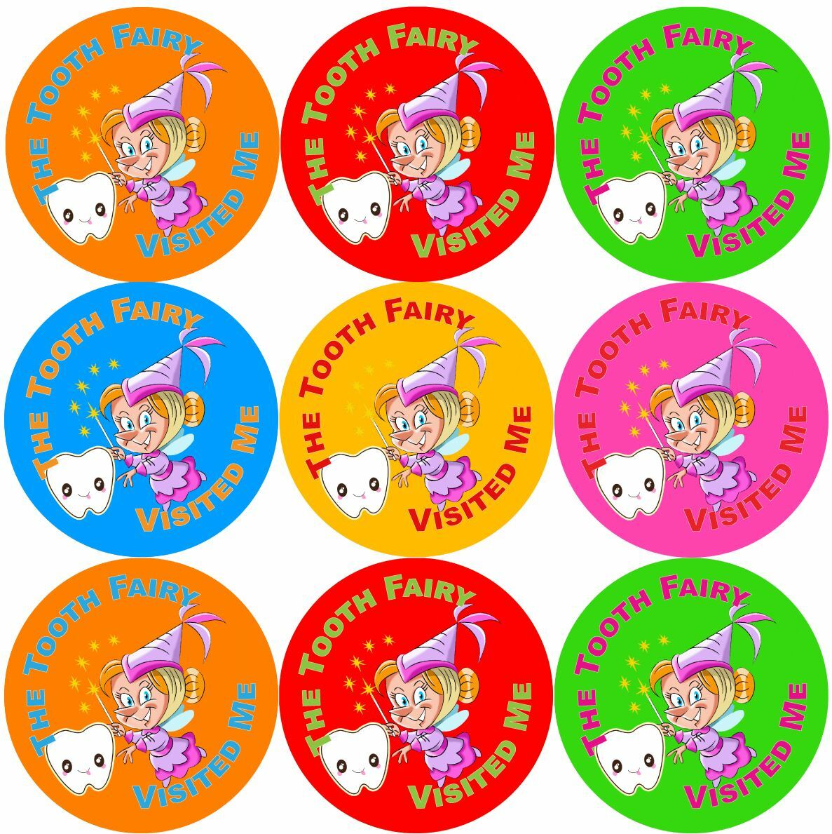 144 Tooth Fairy 30mm School Reward Stickers for Teachers, Dentist, Parents